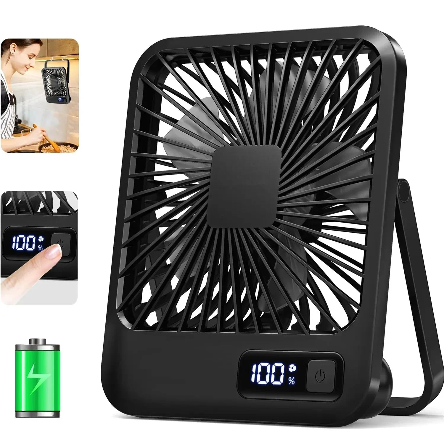 Ventilador de mesa, ventilador portátil recarregável usb, dobrável