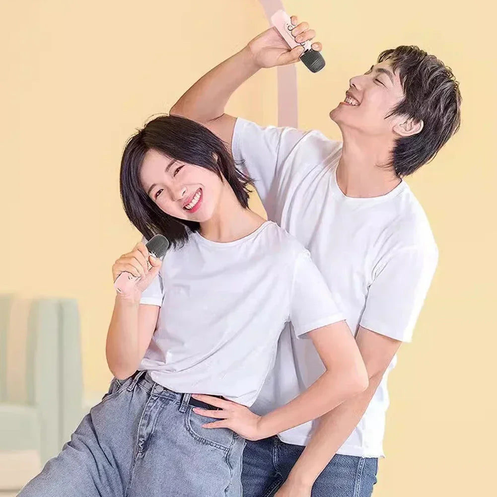 K12 máquina de karaokê portátil, sistema de alto-falante bluetooth 5.3 pa com 1-2 microfones sem fio