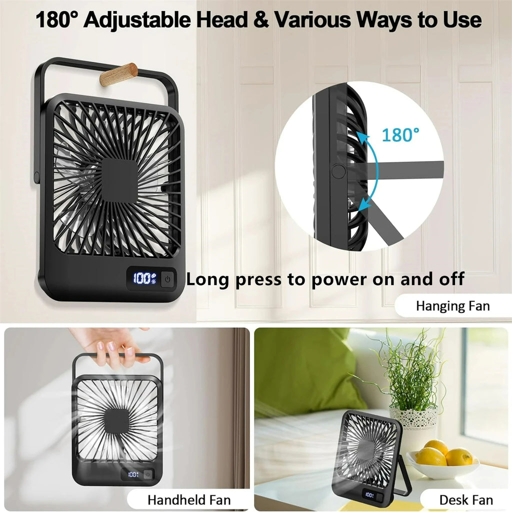 Ventilador de mesa, ventilador portátil recarregável usb, dobrável
